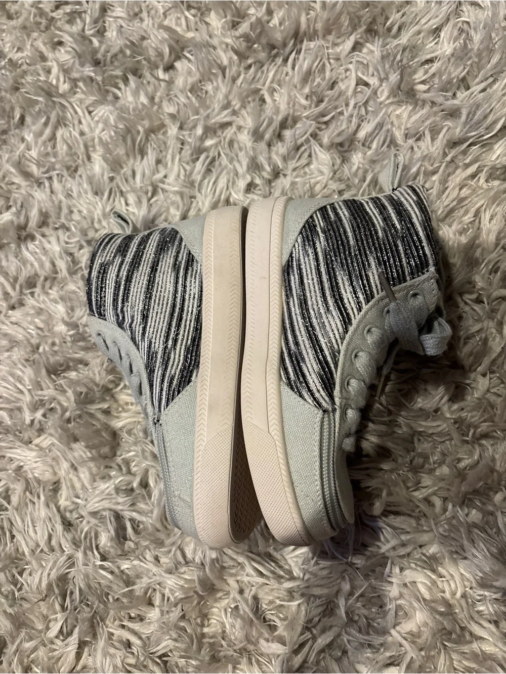 Billy Footwear Toddler Classic High Top Shoes - Grey And Black Stripes Size 12W